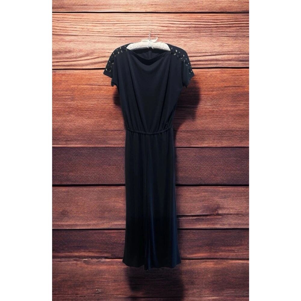 NWT LAUREN RALPH LAUREN Navy Blue Jersey Stretch Jumpsuit Petite‎ S Wide Leg